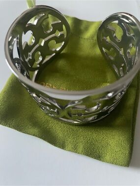 Tory Burch Silver Filigree Open Cuff Bracelet